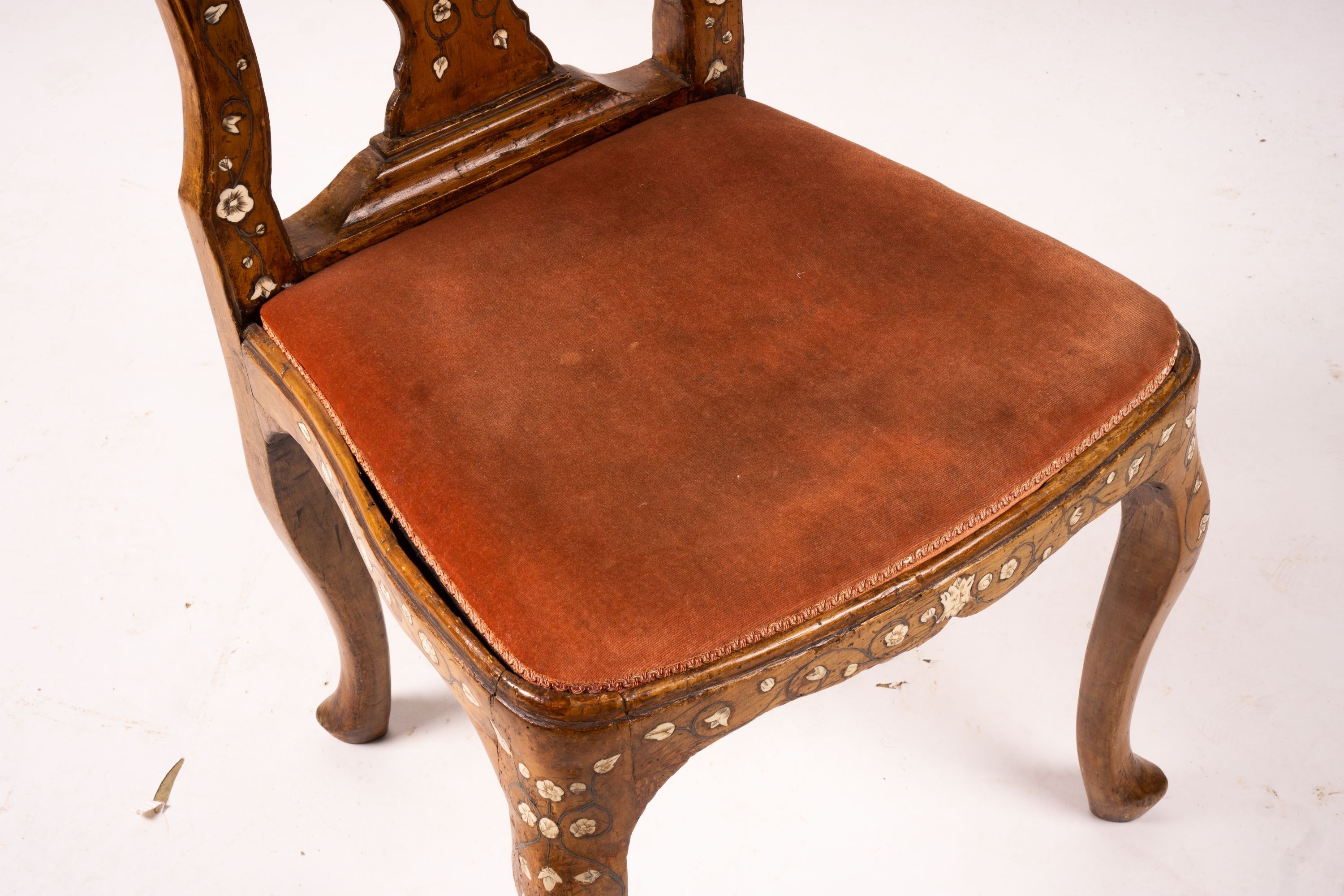 An 18th century ivory inlaid side chair